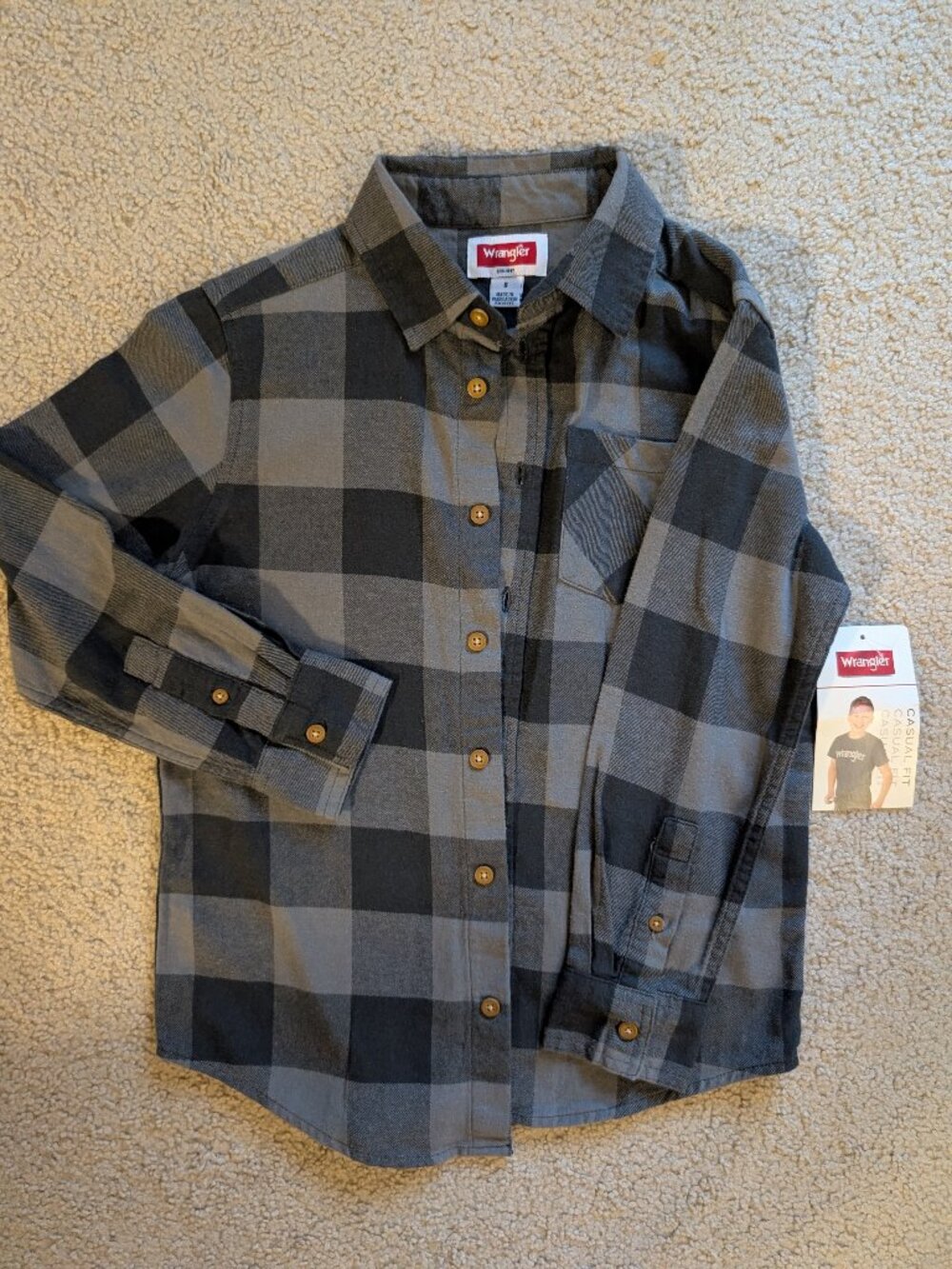 Wrangler NWT Boys Plaid Shirt Size 8